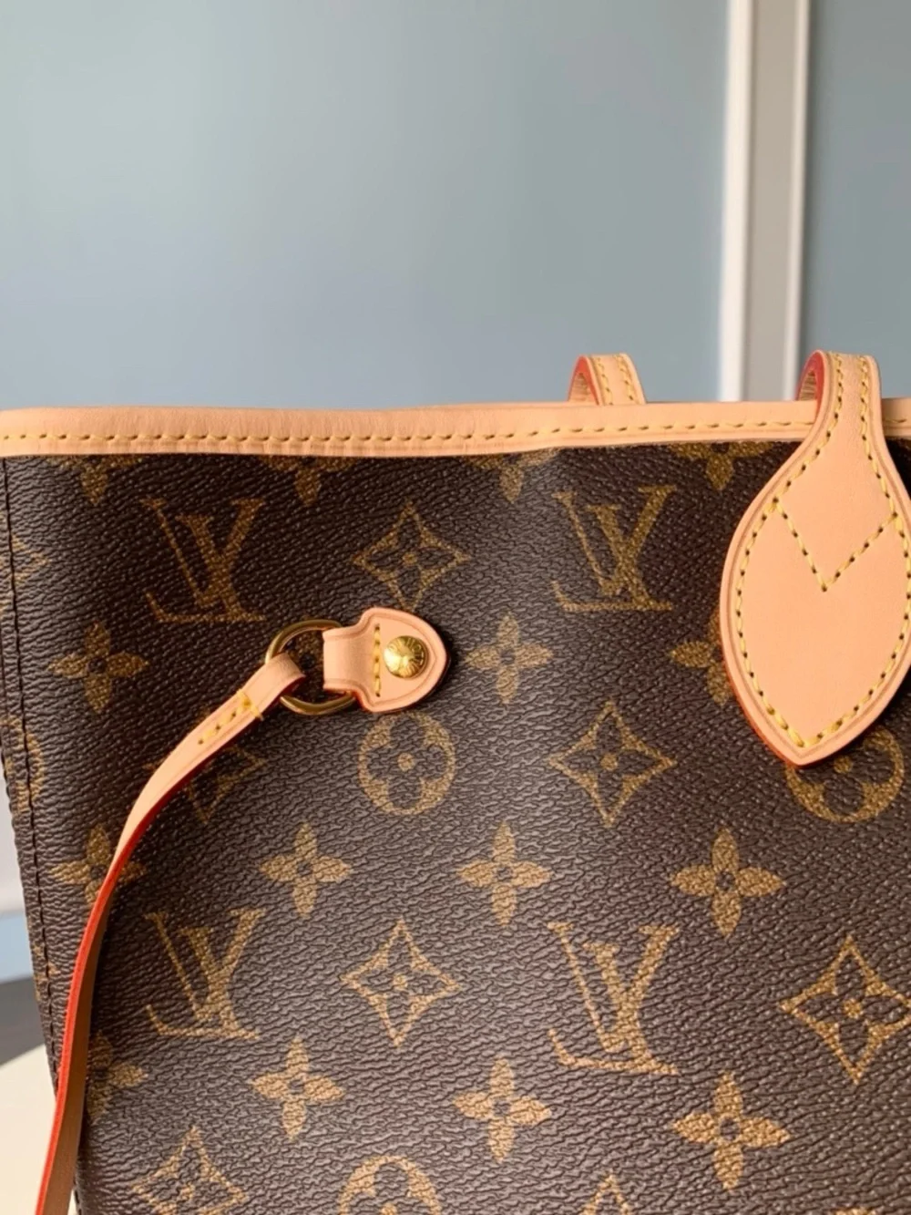 Louis Vuitton Monogram Tote with Brown Canvas and Pink Trim